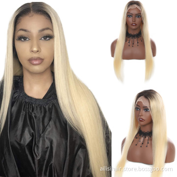 Ombre 1b 613 Straight Lace Front Wig 22 Inch Human Hair Remy Brazilian Bone Straight 613 Ombre Frontal Wigs Glueless 1b 613 Wigs